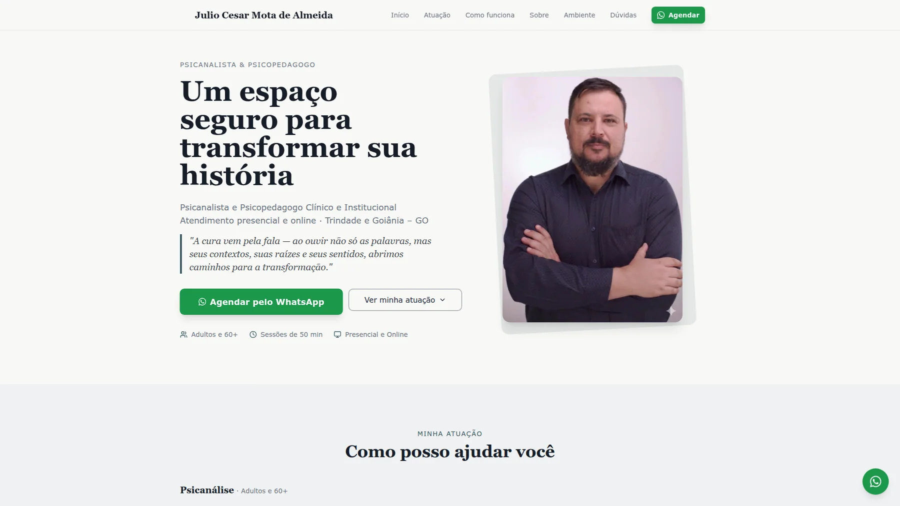 Site institucional do projeto Psi Julio Mota
